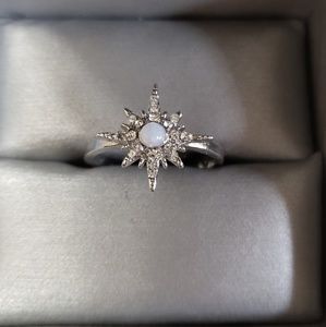 925 Opal Sunburst Ring